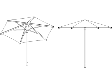 Sombrilla con estructura de madera