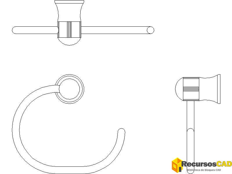 Bloques AutoCAD Toallero semicírculo
