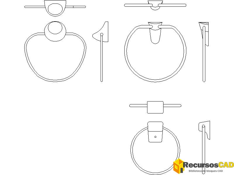 Bloques AutoCAD Toalleros de pared