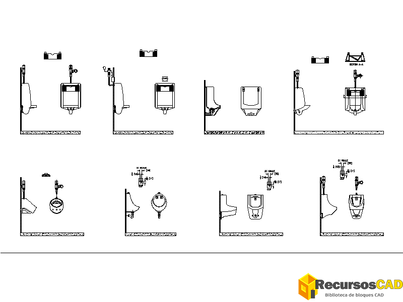 Bloques AutoCAD DWG de Urinarios: Descarga Gratis