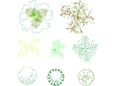 Arbustos coloridos y plantas pequeñas