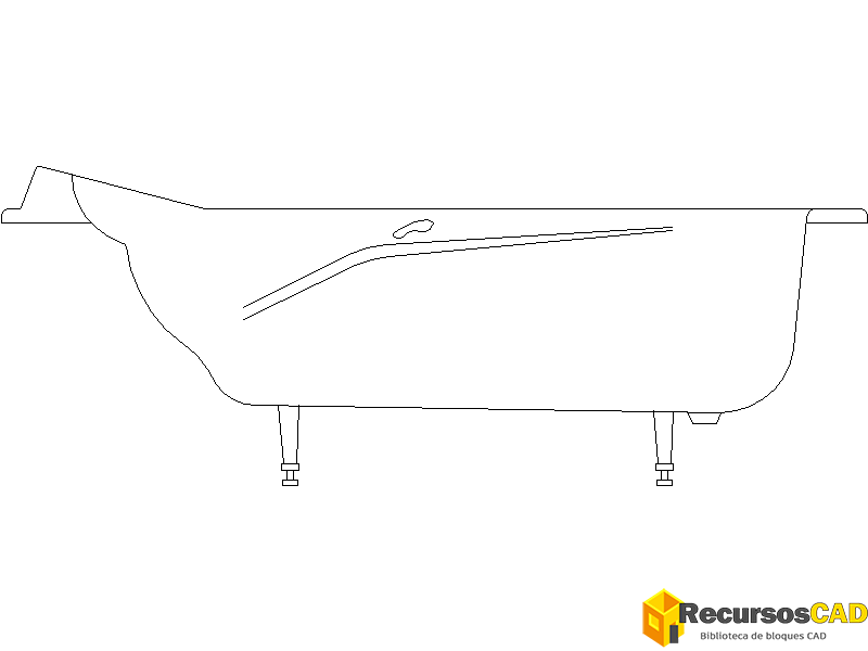 Bloques AutoCAD DWG bañera exenta vista lateral