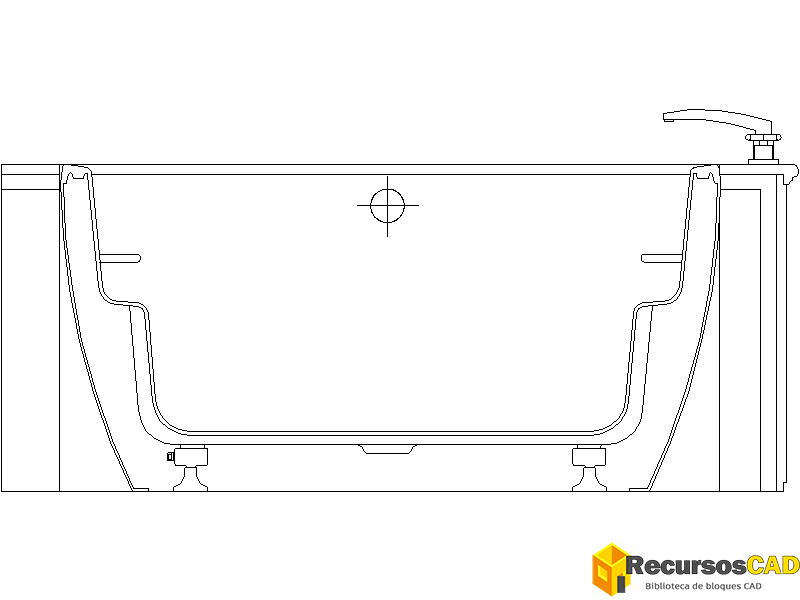 Bloques AutoCAD DWG bañera vista en sección transversal