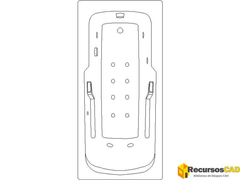 bloques AutoCAD DWG bañera vista superior