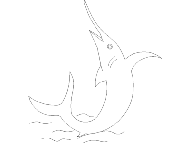 Descarga gratis el bloque AutoCAD DWG del pez marlín en alzado.