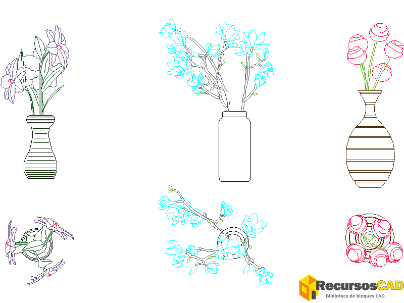Bloques AutoCAD Plantas y Macetas Gratis