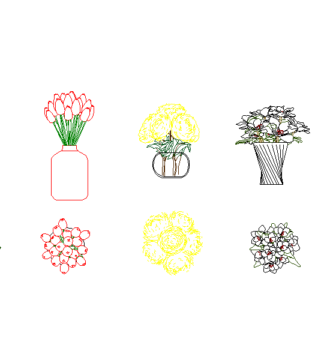 Bloques AutoCAD DWG de Flores en Macetas
