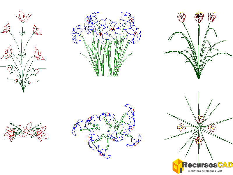 Bloques AutoCAD DWG de Flores Silvestres