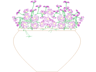 Diseños de floreros en macetas en vista frontal 2D