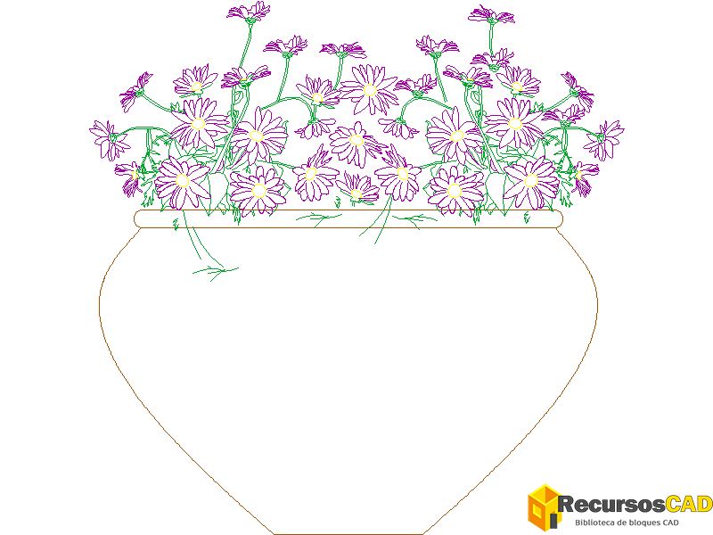 Diseños de floreros en macetas en vista frontal 2D