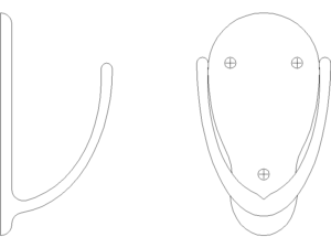 Bloques AutoCAD gancho para ropa en alzado lateral y frontal