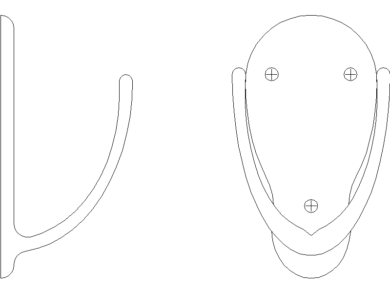 Bloques AutoCAD gancho para ropa en alzado lateral y frontal