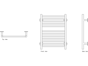 Bloques AutoCAD Radiador toallero con vistas 2D en planta, l