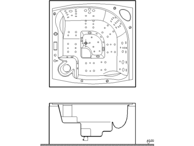 Descargar Bloques AutoCAD DWG de Jacuzzi con Masaje de Pies en Planta y Alzado