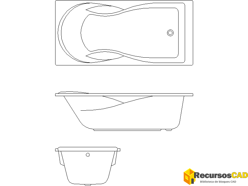 Bañeras de Hidromasaje DWG: Diseños Rectangulares en Vistas 2D