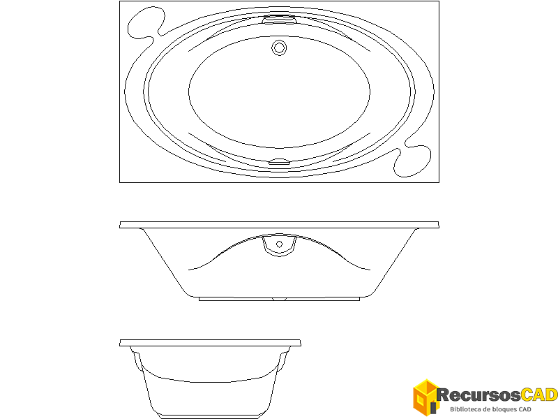 Bloques CAD de Bañeras Rectangulares en DWG para Diseño Arquitectónico