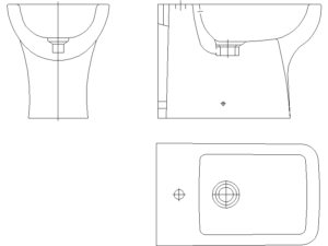 Bloques DWG de bidé adosado formato para AutoCAD