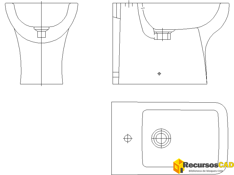 Descargar Bloques CAD de Bidé Adosado en Formato DWG Gratis