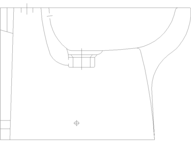 Bloques CAD Bidé adosado a la pared vista en sección longitudinal