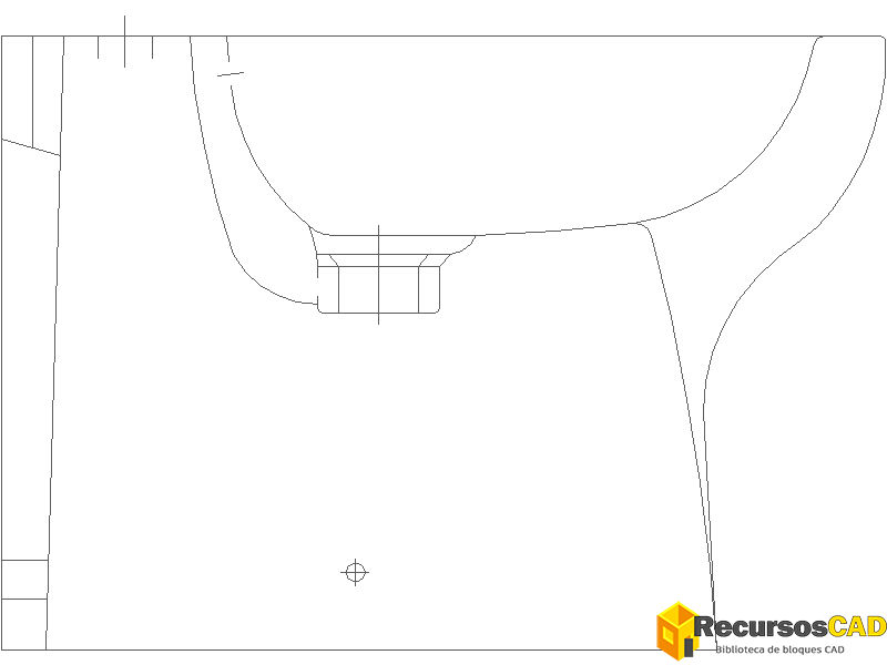 Bloques CAD Bidé adosado a la pared vista en sección longitudinal