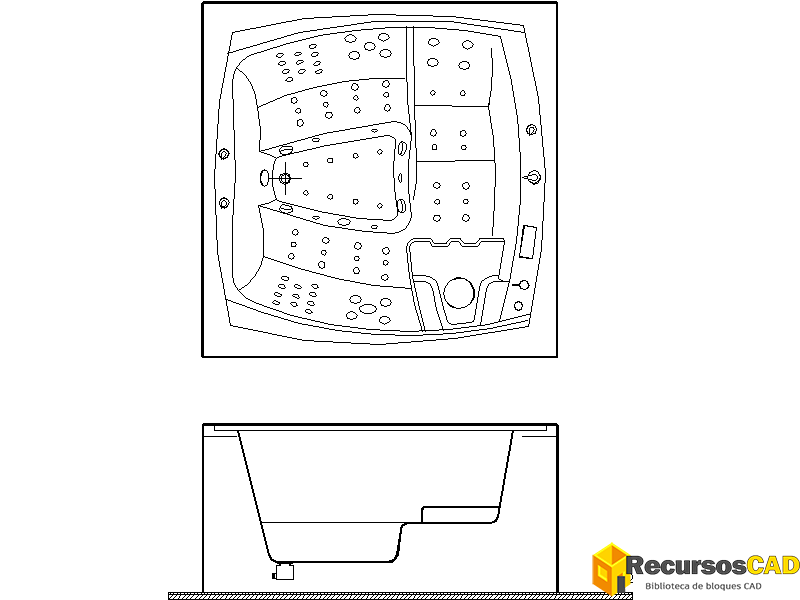 Bloques AutoCAD DWG Jacuzzi al aire libre de lujo vista planta y sección alzado 2D gratis