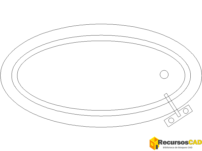 Bloques CAD Jacuzzi encastrable óvalo para esquinas o Bañera de hidromasaje