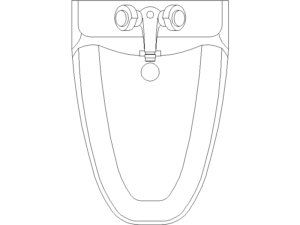 Bloques AutoCAD DWG de bidé moderno con grifería en planta