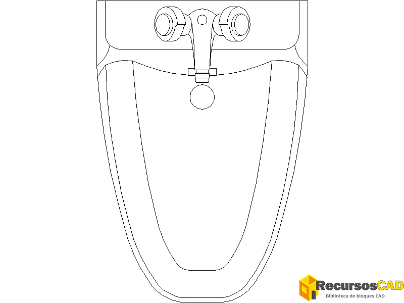 Bloques AutoCAD DWG de bidé moderno con grifería en planta