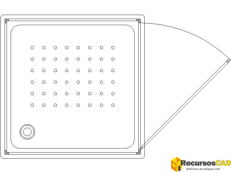 Descargar bloques DWG de platos de ducha con mampara para AutoCAD