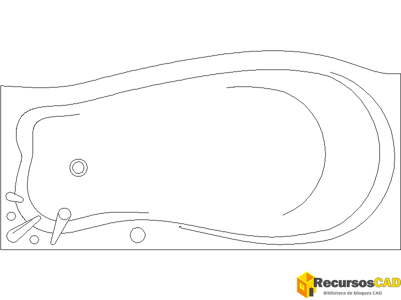 Bloques CAD Jacuzzi rectangular o hidromasaje vista superior en formato DWG 2D