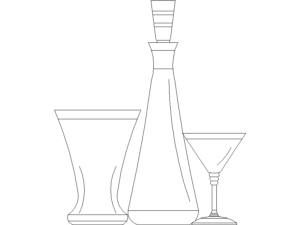 Bloque DWG de botella jarra y vaso para AutoCAD