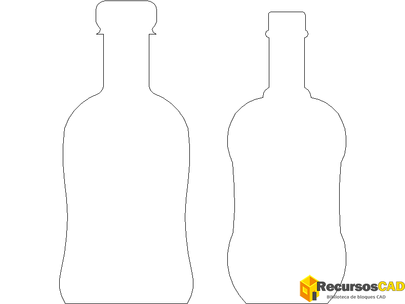 Bloques AutoCAD DWG de botellas de bourbon