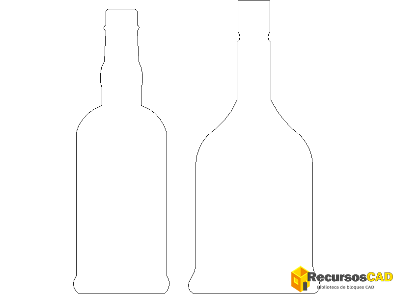 Bloques AutoCAD DWG de botellas de ron
