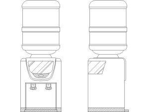 Bloque DWG dispensador de agua con controles de pantalla