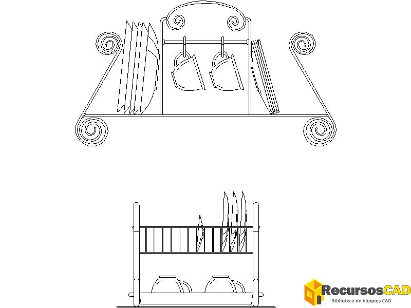 Diseña con estilo: bloques AutoCAD DWG de escurreplatos elegantes y sencillos