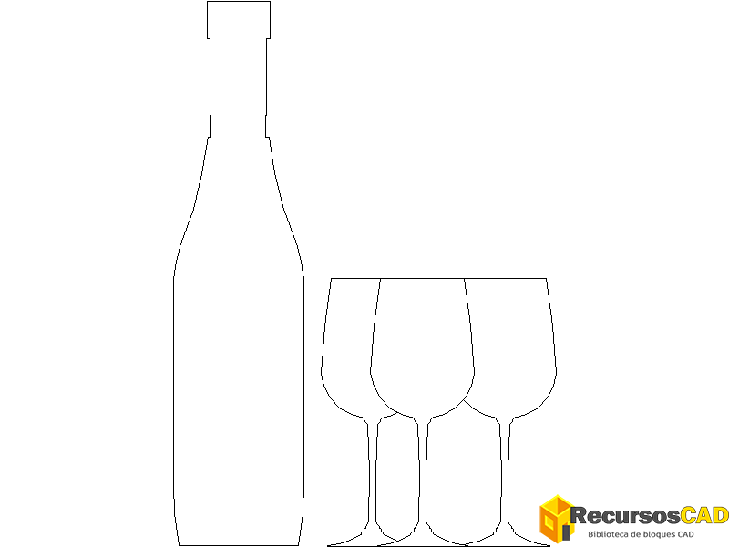 Bloques AutoCAD DWG de kit de cata de vinos