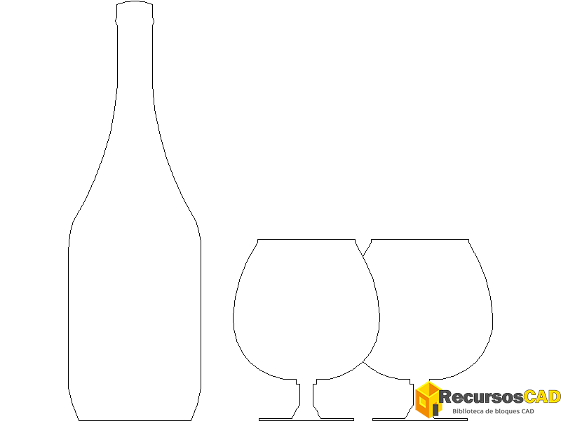 Kit de degustación de whisky en bloques AutoCAD DWG