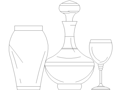 Bloques AutoCAD DWG Set de vino con jarra decantadora