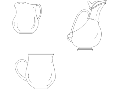 Bloques AutoCAD DWG Tres jarras de cerámica