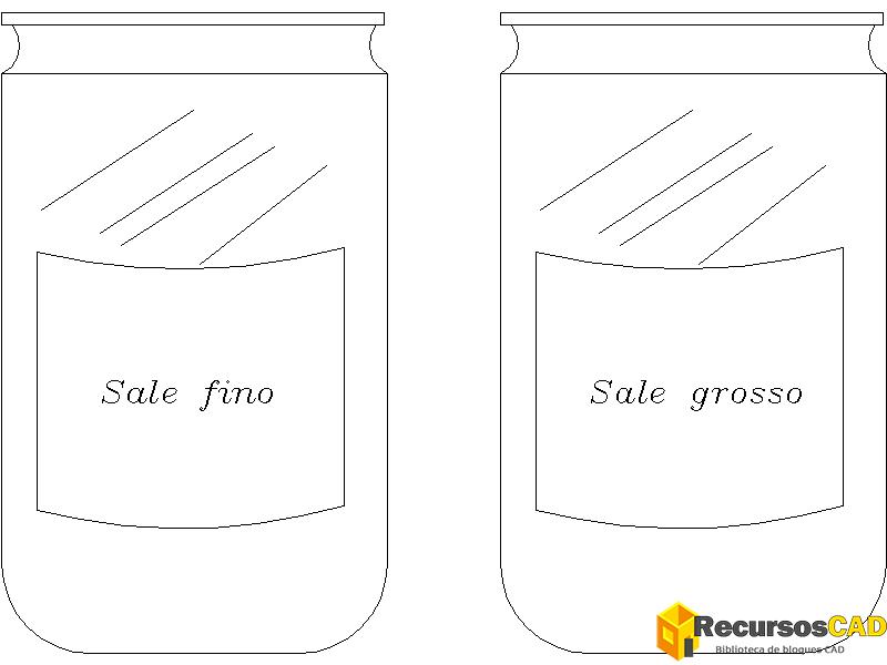 Bloques AutoCAD DWG frascos de sal