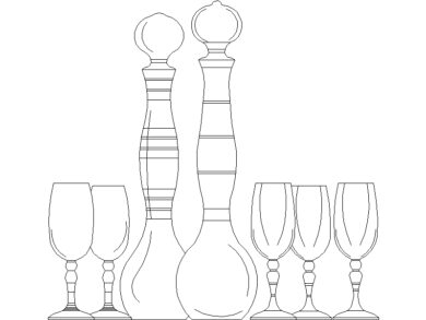 Bloques AutoCAD DWG jarra de vidrio y copas 03