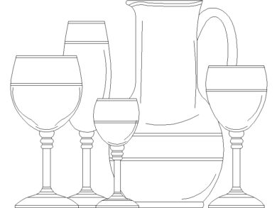 Bloques AutoCAD DWG jarra de vidrio y copa