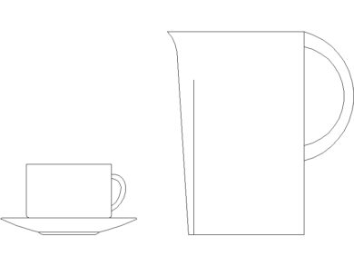 Bloques AutoCAD DWG jarra y taza