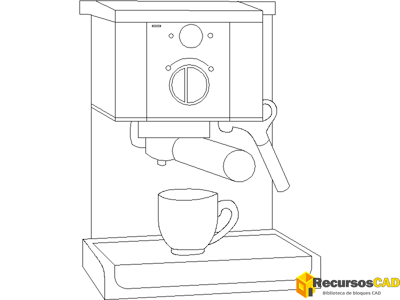 Bloques AutoCAD DWG de cafetera casera