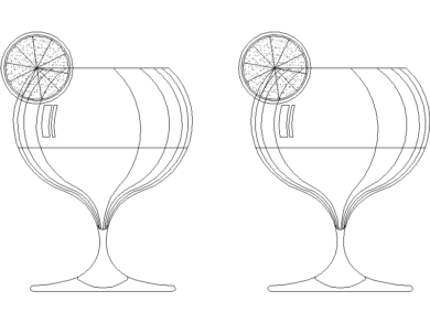 Copas de cóctel con decoración de naranja
