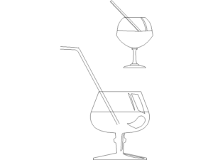 Bloque DWG de copas de coctel con pajita