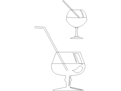 Copas de cóctel con pajita en bloques AutoCAD DWG