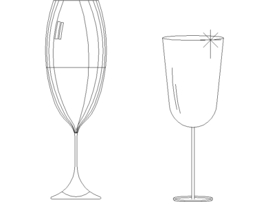 Copas de flauta de cristal