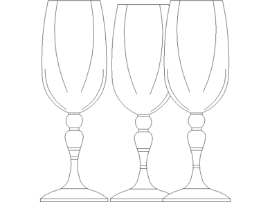 Copas de flauta elegantes en bloques AutoCAD DWG