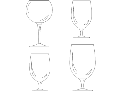 Copas de vidrio en bloques AutoCAD DWG para tu proyecto